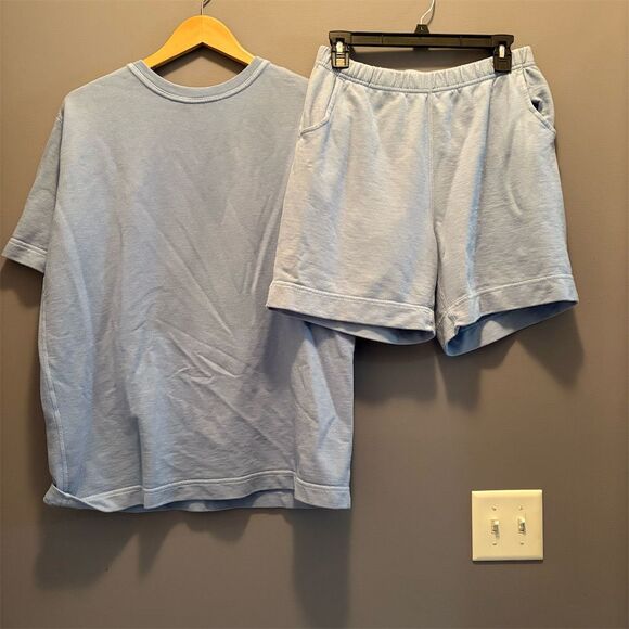 The Galt Knitting Co. Men's M Light Blue Sweat Shorts Set Casual - Picture 1 of 8